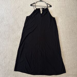 GAP Women’s Black Maxi Dress Size Large, Sleeveless Spaghetti Strap V-Neck Solid